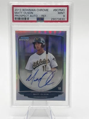 Bowman Chrome Matt Olson 2013 autógrafo automático refractor SP/500 RC novato PSA9 Foto 1 de 3