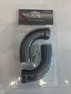 Selecciona un par de cortinas curvas francesas devoluciones negras nogal 1 3/8 de diámetro Foto 1 de 4