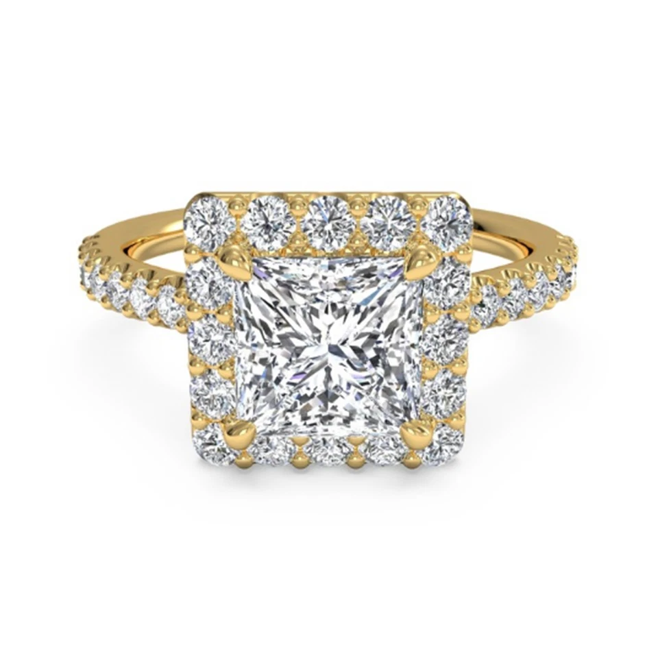 1.25 CT Princess Cut Lab Created Diamond Wedding Ring 14K Solid Yellow Gold Sz 6 - Image 1 of 4