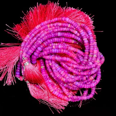 Piedras preciosas de ópalo etíope rosa Rondelle cuentas lisas 4X4X2 mm hilo 8" UGB-704 Foto 1 de 4