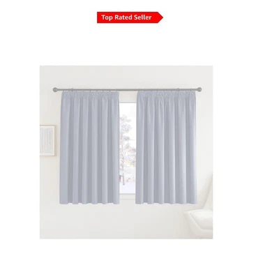 Extra Wide Thermal Insulated Blackout Curtains - 90x54" Pencil Pleat Drapes - Image 1 of 4