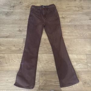 Ladies Hollister Highest Rise Boot Soft Stretch Brown Jeans Size 3R, W26, L31 - Picture 1 of 7