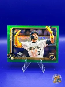2025 Topps Chrome Logofractor - Garrett Mitchell #28 Green Refractor /99 - Bild 1 von 2