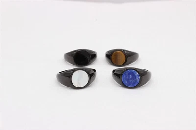 Anillos de sello llamativos banda meñique redonda simple acero inoxidable boda hombres mujeres Foto 1 de 4