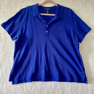 Lauren Ralph Lauren Royal Blue Shot Sleeve Polo, Plus Size 3X - Picture 1 of 5