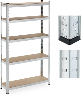 Scaffale in Acciaio, HLP 180 X 100 X 30 Cm, 5 Ripiani Ad Alta Portata 500 Kg, pe - Immagine 1 di 4