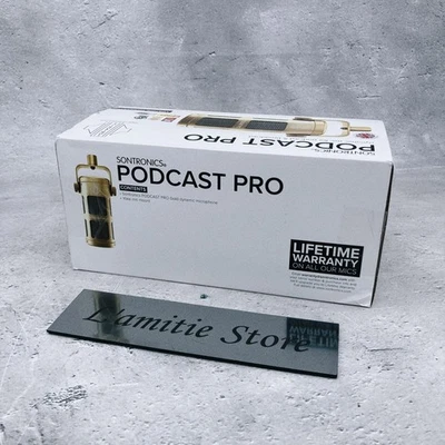 SONTRONICS PODCAST PRO Super Cardioid Dynamic Microphone Streaming Gaming GOLD - Image 1 of 4