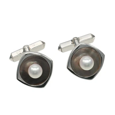 Mikimoto Cufflinks Akoya Pearl Silver Plated 17x17mm Pre-owned - Image 1 of 4