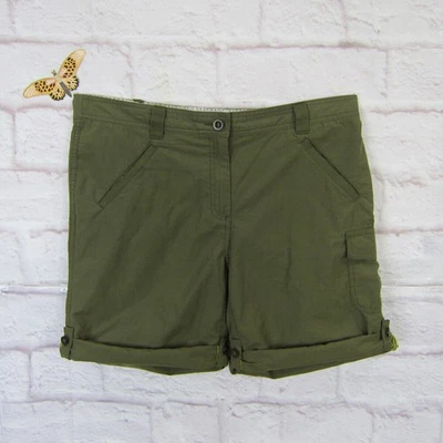 Pantalones Cortos Lands End Mujer Talla 14 Algodón Nylon Bolsillo Carga Dobladillo Ajustable Verde Foto 1 de 4