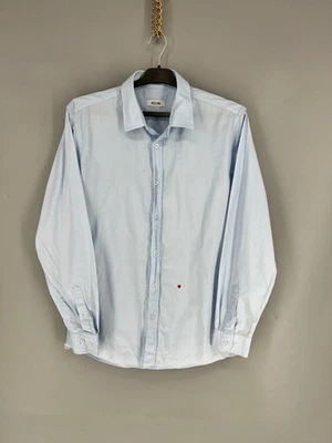 Moschino Mens Dress Shirt 16 41 L Blue Minimalist Cotton Button-Up Long Sleeve - Image 1 of 4