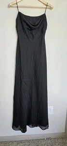 Vintage 90s Y2k Empire Waist Evening Gown Dress Black Draped Maxi Dress Sz 8 - Picture 1 of 15