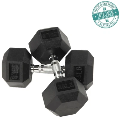 BalanceFrom 35 lbs Pair, Rubber Encased Hex Dumbbells, Weight 35 lb - Black