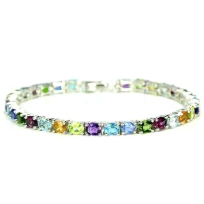 Silver Bracelet Chrome Diopside Kyanite Genuine Gems Solid Sterling 7 1/2 Inch - Image 1 of 4