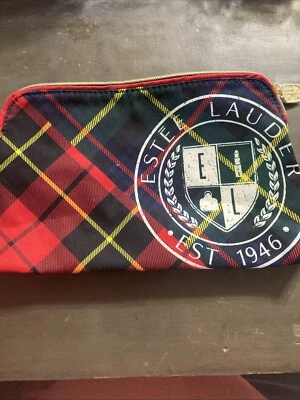 НОВАЯ дорожная сумка Estee Lauder на молнии в клетку косметика макияж 2x5x9 дюймов - Изображение 1 из 4