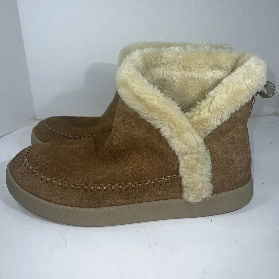 Sanuk Mujer Botín Marrón Gamuza Acogedor Imitación Piel Sin Cordones Talla 10 Botín Invierno Foto 1 de 4