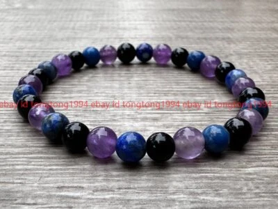 Schutz 6/8/10mm Armband: Amethyst, Turmalin&Lapis Lazuli Armband 19cm - Bild 1 von 4