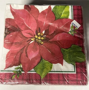 Christmas Poinsettia Napkins 16 per Pack Winter Christmas Party 4 packs in lot - Picture 1 of 3