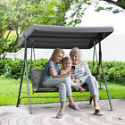 3 Seater Garden Swing Chair Patio Hammock Outdoor Bench Seat w/ Canopy Grey