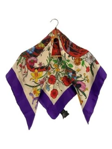 GUCCI Seda Multicolor Mono Patrón Mujer Bufanda Usado - Imagen 1 de 4