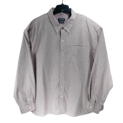 New Chaps Men's Red 4XB Striped Long Sleeve Stretch Easy Care Button Down Shirt - Image 1 of 4