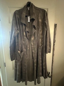 Ethyl Open Jacket Snake Print Faux Suede Lagenlook Size XL NEW - Picture 1 of 11