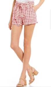 Jolt JUNIORS RED Gingham High Waisted Paper Bag Tie Shorts Sz 9/29W SUPER CUTE - Picture 1 of 5