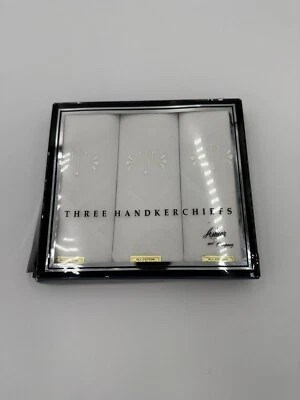 Ashear Three 男式手帕 Hankie Press 密封全新“T”刺绣 — 第 1/4 张图片