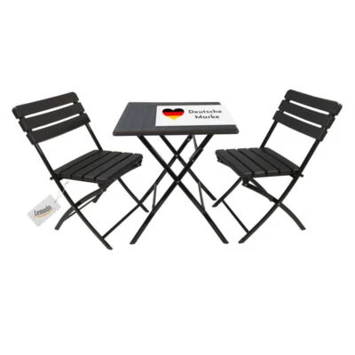 Balkonmöbel Set 3teilig, klappbar, 2x Balkonstühle + 1x Balkontisch, Holzoptik - Bild 1 von 4