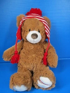 GUND Amazonas brauner Teddybär mit rot weiß gestreiftem Hut 14 Zoll Plüschtier Stofftier - Bild 1 von 9