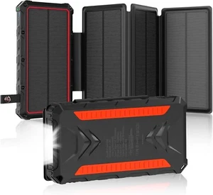 Solar Charger 20000mAh Solar Power Bank with Dual 3A Outputs Fast Charging Porta - Picture 1 of 8