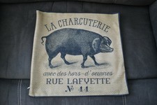Farmhouse Pillow Cover La Charcuterie Pig French Country Beige Black Home Decor