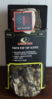 Youth Mossy Oaks Pop-Top Gloves – L/XL NIP - Image 1 of 4