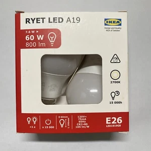 IKEA Ryet light bulb LED a19 2 Pack - Picture 1 of 3