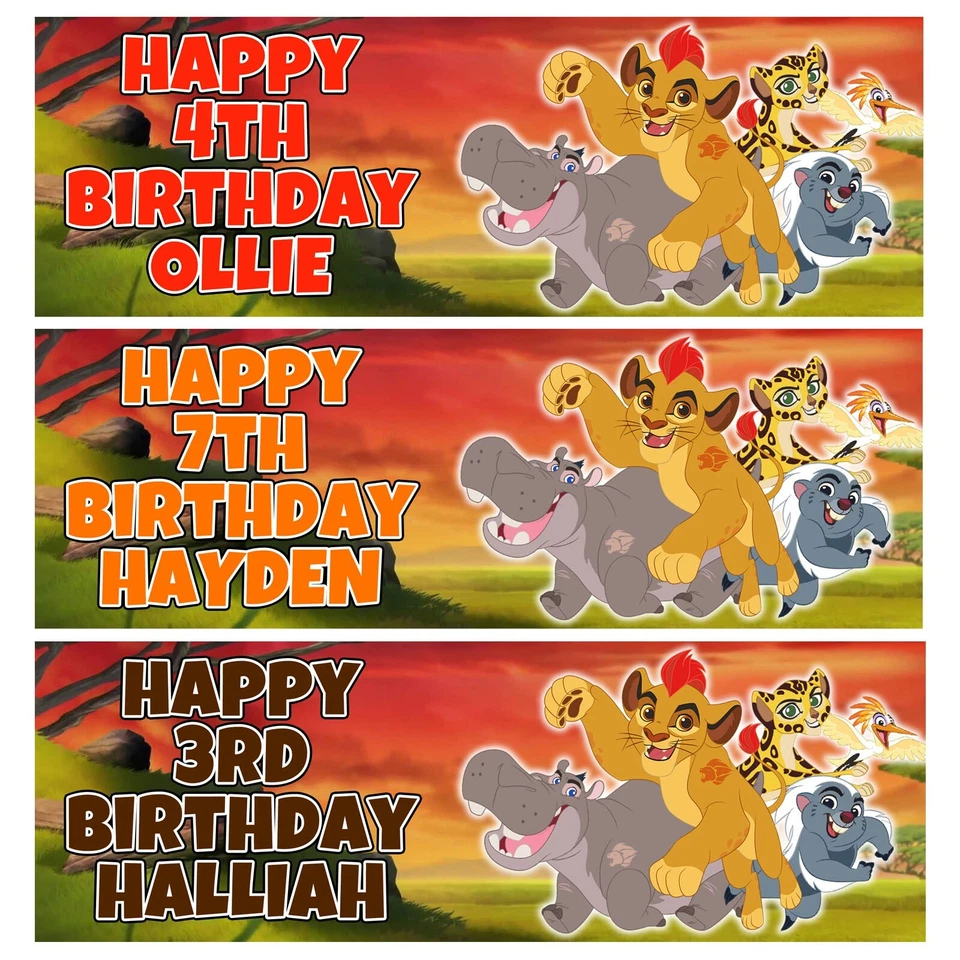 Banners de aniversário personalizados LION GUARD - Banner de aniversário do Rei Leão Disney - Imagem 1 de 1