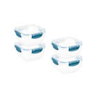 Superio Plastic Food Storage Containers, Airtight Lids, 30 oz., Blue, 4 pack