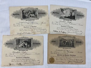Lotto di 4 certificati ortografici vintage dal 1924 al 1926 - Foto 1 di 1