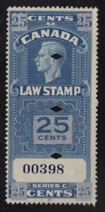 CANADA  "LAW STAMP"  #FSC23   25 CENTS ON 10 CENTS  USED - Picture 1 of 1