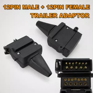 12 PIN FLAT SOCKET PLUG FEMALE & MALE ADAPTOR TRAILER WIRING CARAVAN CONNECTOR - Picture 1 of 8