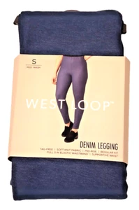 West Loop Women's Dark Blue Denim Mid Rise Leggings Tag Free, Small NEW - Picture 1 of 2