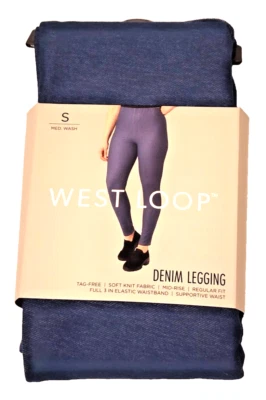 West Loop Women's Dark Blue Denim Mid Rise Leggings Tag Free, Small NEW - Image 1 of 2