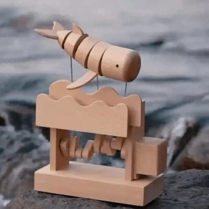 Electric Mechanical 3D Wooden Craft Flying Floating Whale Music Box Calendar - Picture 1 of 9