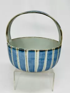 Cesta de cerámica a rayas azul marrón decoración de dulces/nueces/baratijas - Imagen 1 de 10