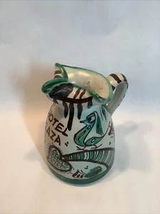 Vtg Domingo Punter Green Black Rooster Pitcher Quail Hand Painted 70’ Signed - Picture 1 of 9
