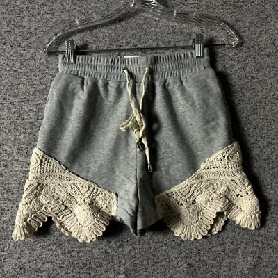 Jonathan Simkhai Women's Size XS Gray Lace Detailed Sweat Shorts - Image 1 of 4