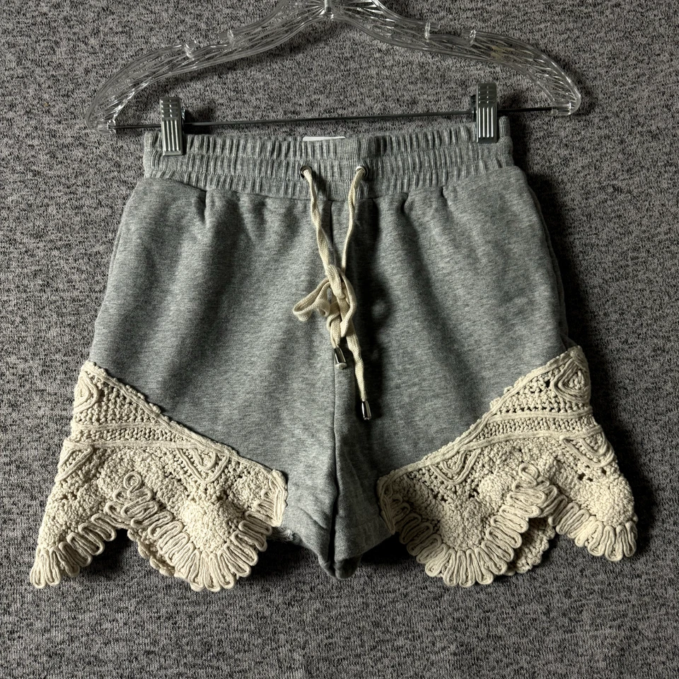 Pantalones cortos para mujer Jonathan Simkhai talla XS grises detallados de encaje Foto 1 de 4