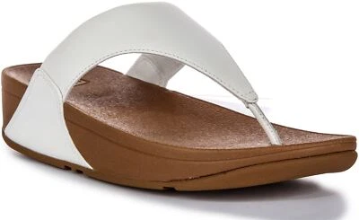 Fitflop Lulu Leather Minimalist Toe Post Softy Women Sandal White US 5 - 10 — 第 1/4 张图片