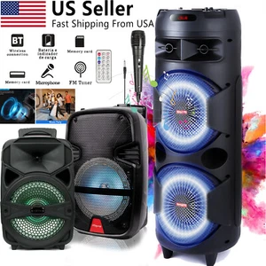 6000W Bluetooth Speaker Portable Sub Woofer Heavy Bass Party Sound System w/ Mic - Picture 1 of 29