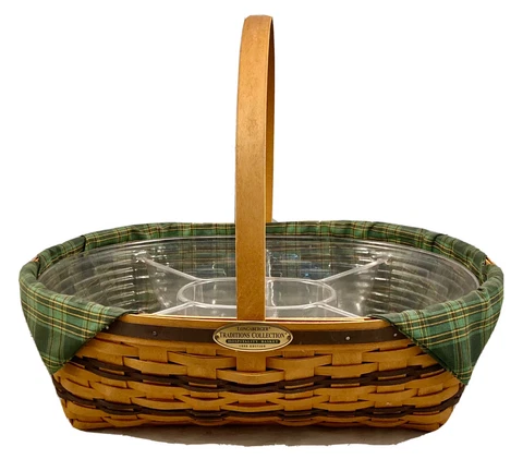 1998 LONGABERGER Traditions Collection Hospitality Basket w/ Liner 2 Protectors Cover