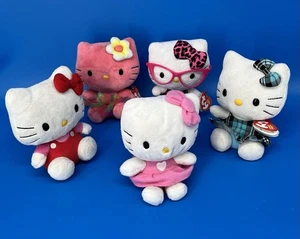 Hello Kitty TY Beanie Baby Plüsch 6 Zoll Menge 5 zwei fehlende TY Herzanhänger - Bild 1 von 10
