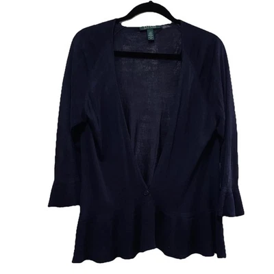 Cárdigan LAUREN RALPH LAUREN Azul Marino 100% Seda Manga 3/4 Talla L Foto 1 de 4
